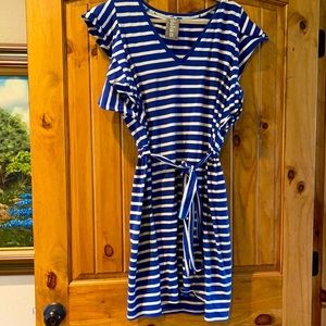 Flutter Sleeve Striped Dress